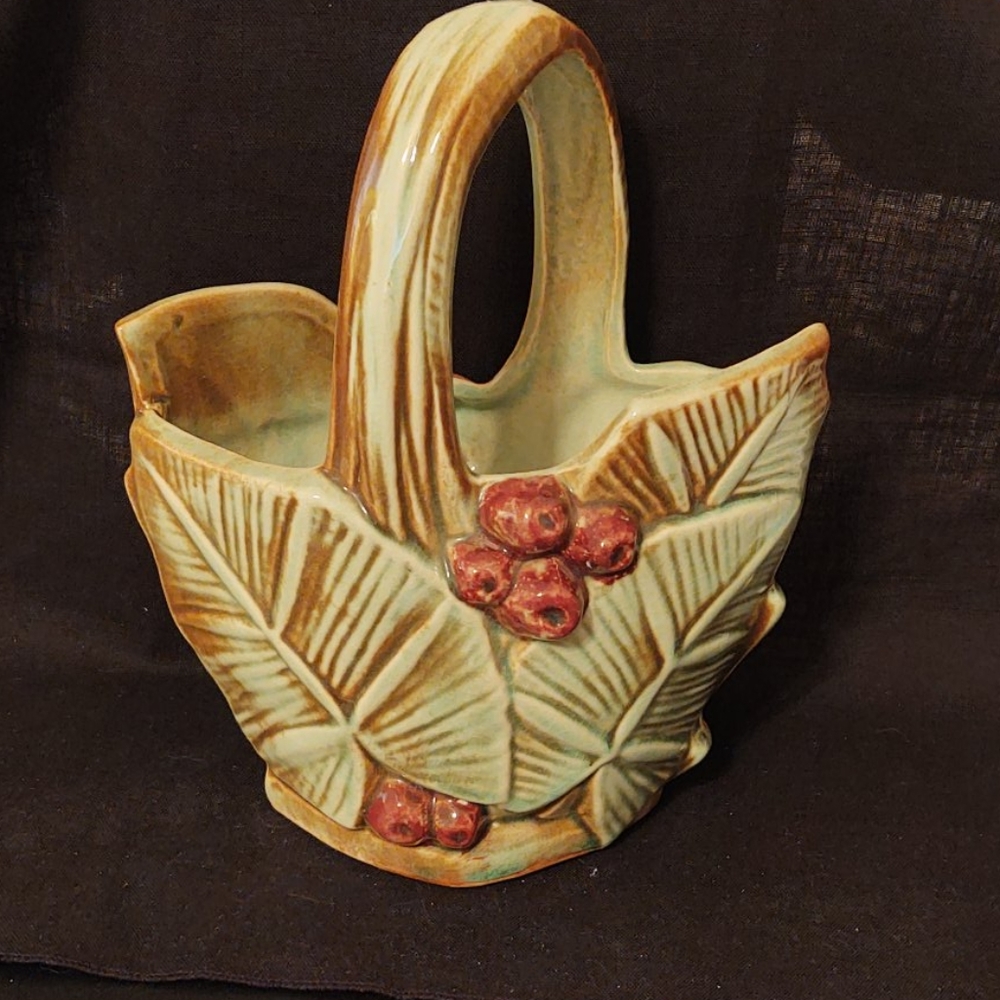 McCoy Planter In The Shape Of A Holly Basket